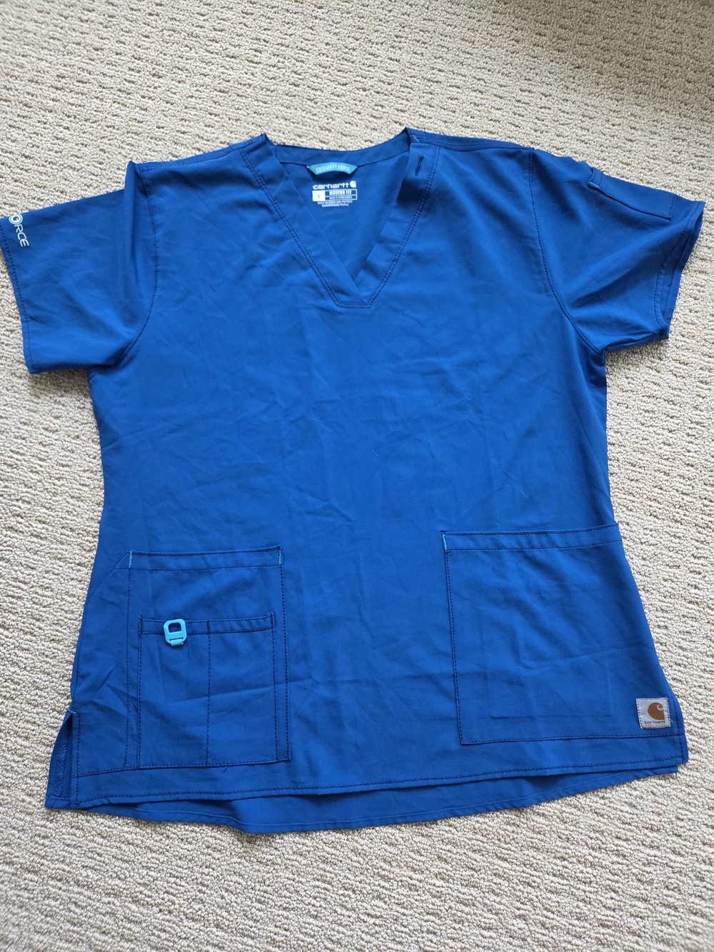 Carhartt Force Royal Blue V-Neck Medical Scrub Top